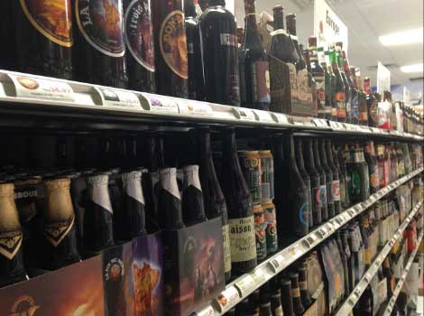 Large selection of English, Belgian, and German beer